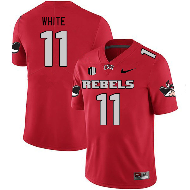 Men #11 Ricky White UNLV Rebels 2023 College Football Jerseys Stitched-Scarlet - Click Image to Close